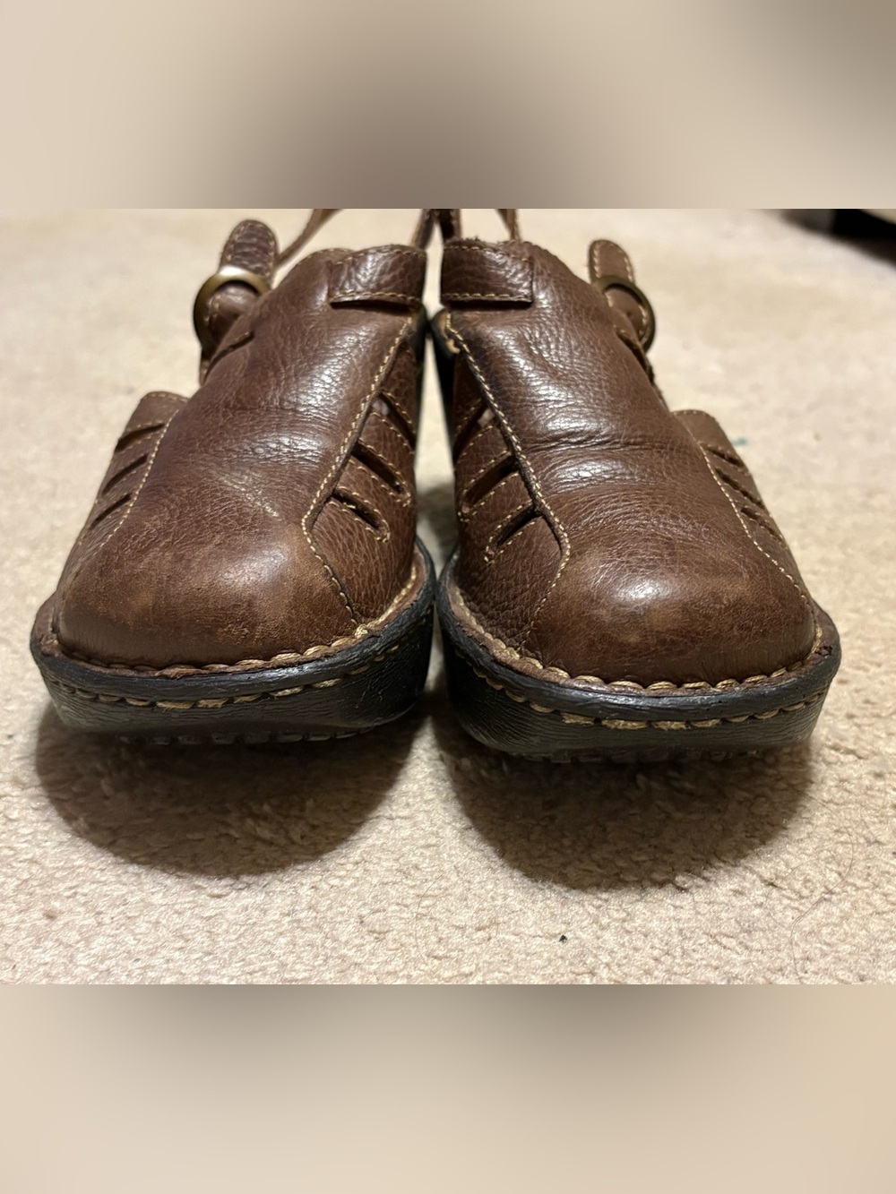 Women’s 7 eu 38 Brown Leather Slingback Clog Sandals B.o.c. Boc born concept - Picture 4 of 9